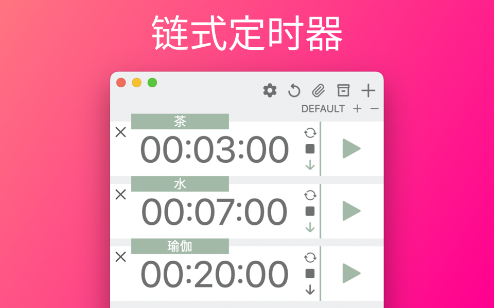 Chain Timer for Mac v10.8 鏈?zhǔn)接?jì)時(shí)器 高效靈活的計(jì)時(shí)器軟件