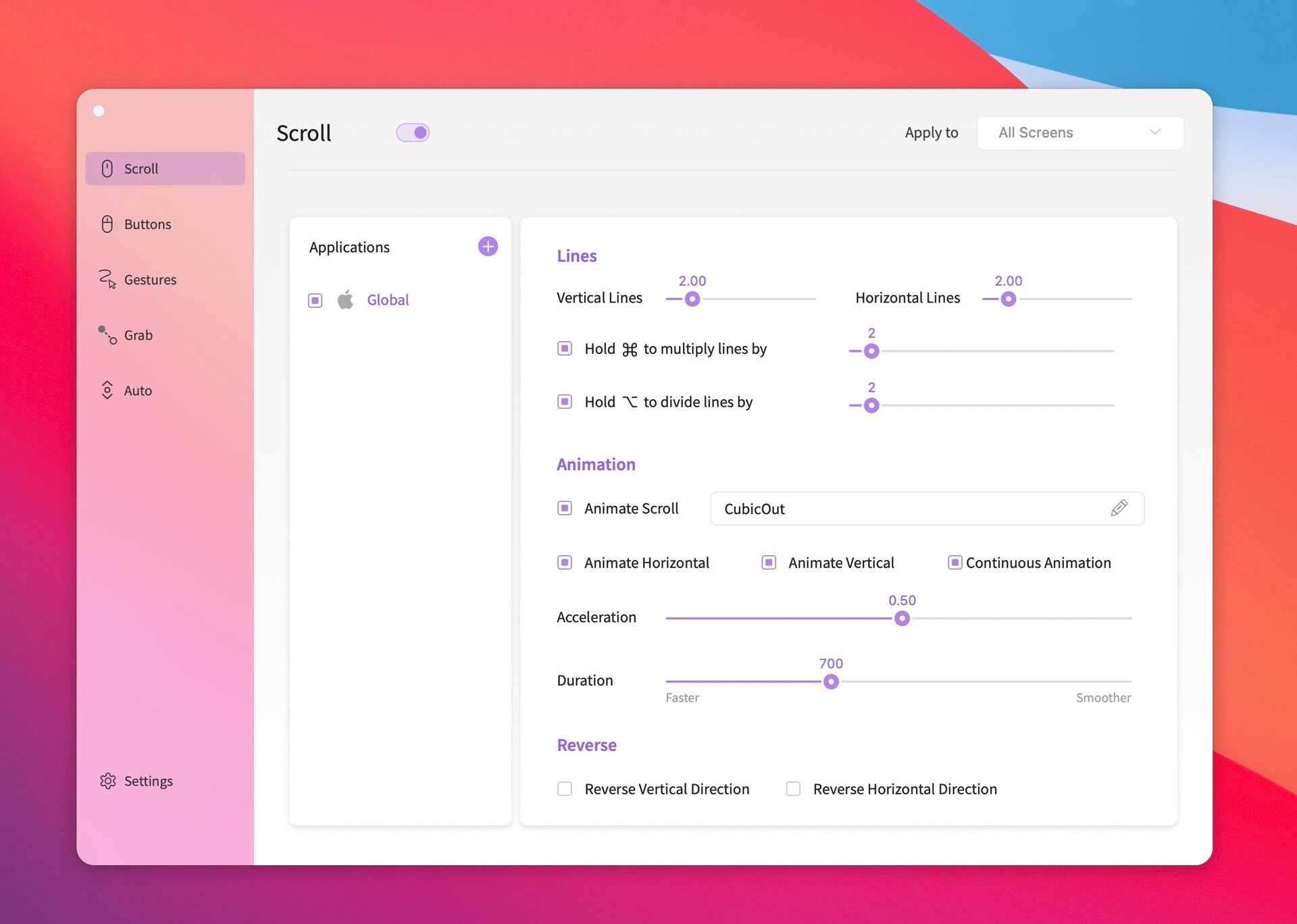 Smooze Pro For Mac v2.2.6 超實(shí)用的鼠標(biāo)增強(qiáng)軟件 鼠標(biāo)平滑滾動(dòng)神器